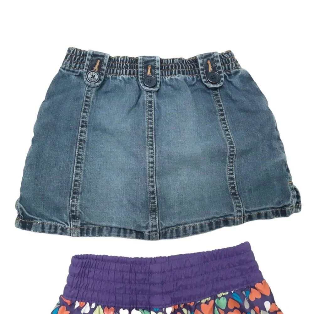 Old Navy Shorts Girls 5‎ Blue Purple Skort Duck Head Jeans Stretch Lot of 4